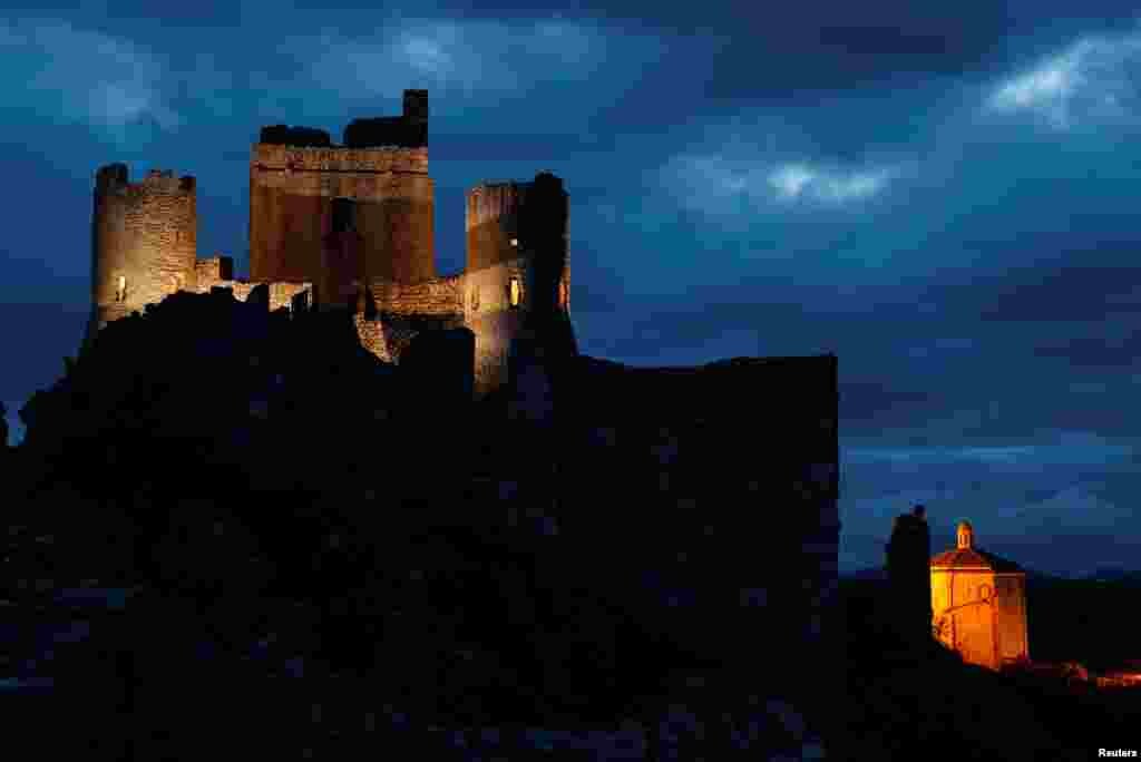 General view of Rocca Calascio castle situated at 1410 metres above sea level in the small village of Rocca Calascio, Italy, February 25, 2022. Italy counts about 1000 villages abandoned since the 1950 but in recent years the trend has been reversed with 