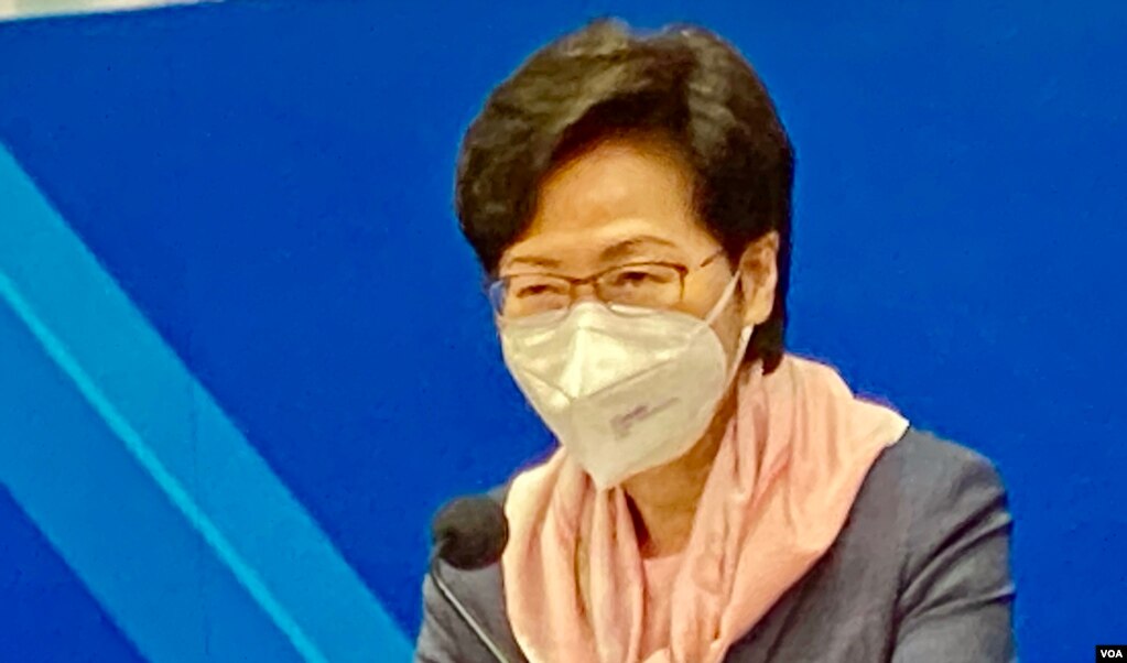 香港特首林郑月娥表示，香港目前的病毒检测能力有限，很多地方不能与中国大陆的城市比较 (美国之音/汤惠芸)(photo:VOA)