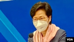 香港特首林鄭月娥表示，香港目前的病毒檢測能力有限，很多地方不能與中國大陸的城市比較。(美國之音湯惠芸)