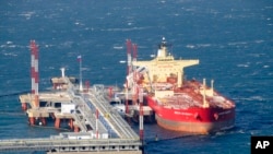 FILE - A tanker is anchored at an oil export terminal in the far eastern port of Kozmino, Russia, Dec. 28, 2009.