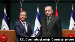 Cumhurbaşkanı Recep Tayyip Erdoğan ve İsrail Cumhurbaşkanı Isaac Herzog