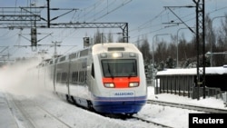 알레그로(Allegro) 열차가 핀란드 헬싱키 역에서 운행하고 있다. (자료사진)