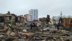 乌克兰国家紧急服务处提供的图片显示，切尔尼戈夫遭炮火轰炸后的情况。（2022年3月9日）