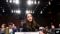 Director of National Intelligence Avril Haines appears before the Senate Intelligence Committee in Washington, March 10, 2022. Fears that Russia’s invasion of Ukraine would spur China to take a similar approach to Taiwan do not appear to be playing out now, she said this week.