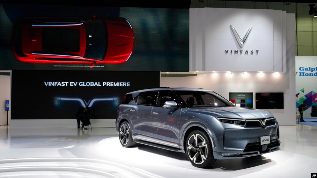 Xe SUV của VinFast tại triển lãm AutoMobility LA ở Los Angeles, Mỹ, 18/11/2021.