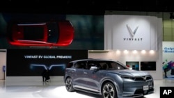FILE - The VinFast VF e36 is shown at the AutoMobility LA auto show Nov. 18, 2021, in Los Angeles.