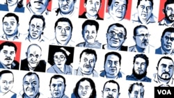 The 31 journalists murdered in the last decade by Williamson’s, VOA graphic artist and profiled in an interactive feature.