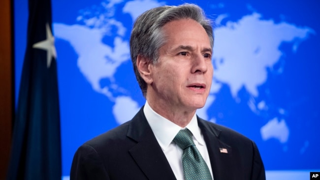 FILE - Secretary of State Antony Blinken speaks during a news conference on March 17, 2022, at the State Department in Washington.