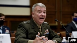 General Kenneth McKenzie Jr., USMC Commander, US Central Command responds to questions during a House Armed Services Committee hearing on the conclusion of military operations in Afghanistan, Sept. 29, 2021 in Washington. 