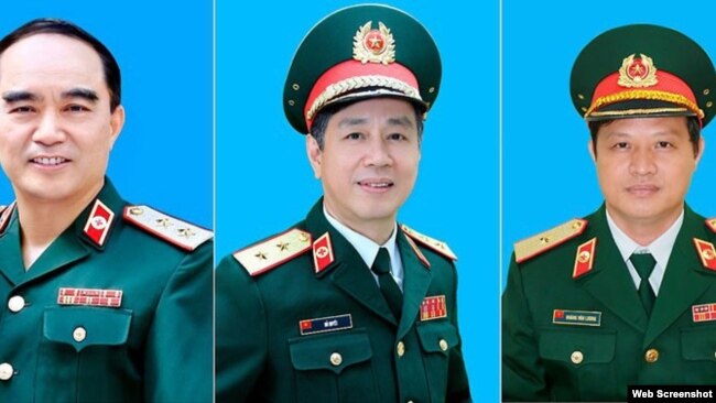 Trung tướng Nguyễn Viết Lượng, Trung tướng Đỗ Quyết và Thiếu tướng Hoàng Văn Lương (từ trái qua). Ảnh: HVQY via PLO.