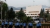 اسلام آباد میں پارلیمان کی عمارت کے سامنے پولیس کا سخت پہرہ۔ 28 مارچ 2022ء