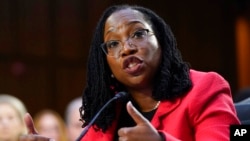 Supreme Court nominee Ketanji Brown Jackson testifies during her Senate Judiciary Committee confirmation hearing on Capitol Hill in Washington, March 22, 2022.