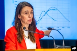 FILE - New Zealand Prime Minister Jacinda Ardern gestures during a press conference at parliament, in Wellington, New Zealand, March 23, 2022.
