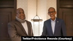 Rais wa DRC Félix Tshisekedi na Rais wa Rwanda Paul Kagame, 24 mars 2022, (Présidence Rwanda)