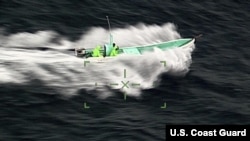 A boat being followed by the U.S. Coast Guard in the Gulf of Mexico near South Padre Island, Texas, on Sept. 30, 2021. At the South Padre Island station in Texas, 440 boats were cut apart in the past five years, the Coast Guard said in 2022. (U.S. Coast Guard via AP)