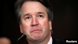 Ứng viên Tối cao Pháp viện Mỹ Brett Kavanaugh điều trần trước Ủy ban Tư pháp Thượng viện ngày 27/9/2018.