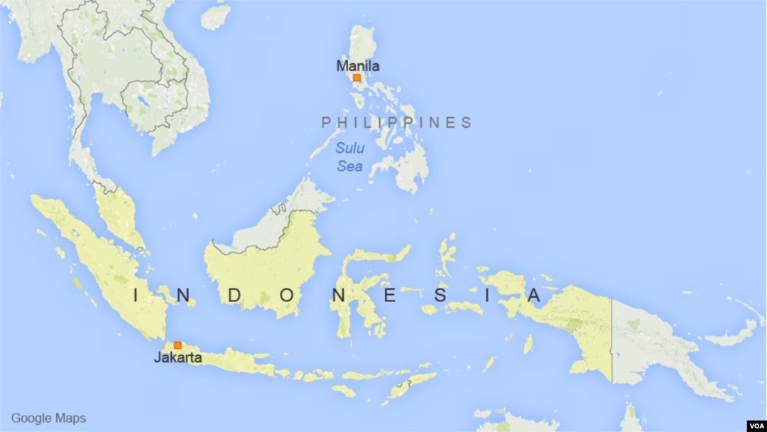 Peta Indonesia, Filipina dan Laut Sulu, yang rentan pembajakan dan penculikan.