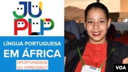 Mosaico com Raquel Pinto, coordenadora da JUPLP, Juventude Unida dos Países de Língua Portuguesa