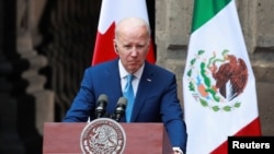 U.S. President Joe Biden attends a joint news conference with Mexican President Andres Manuel Lopez Obrador and Canadian Prime Minister Justin Trudeau, at the conclusion of the North American Leaders' Summit in Mexico City, Mexico, Jan. 10, 2023. 