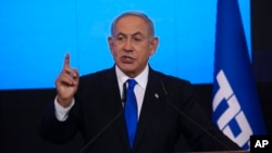 FILE - Benjamin Netanyahu speaks in Jerusalem on Nov. 2, 2022. 