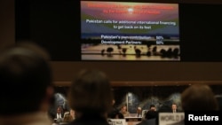 A summit on climate resilience in Pakistan is under way at the United Nations, in Geneva, Switzerland, Jan. 9, 2023. 