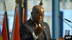 FILE: Ghana President Nana Akufo-Addo addressing members of a "G20 Investment Summit" in Berlin. Taken November 19, 2019