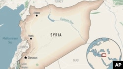 Locator map for Syria with its capital, Damascus. 