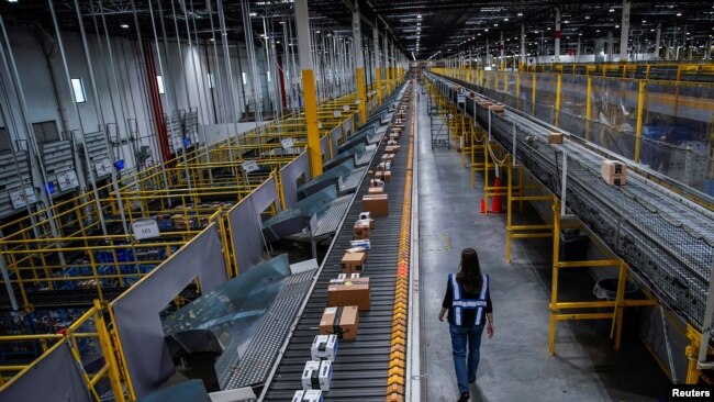 Packages ready to be delivered are seen during Cyber Monday at the Amazon fulfilment center in Robbinsville Township in New Jersey, Nov. 28, 2022.