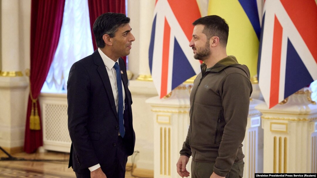 Премьер-министр Великобритании Риши Сунак и президент Украины Владимир Зеленский в Киеве, Украина, 19 ноября 2022 года