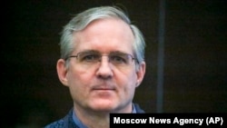 FILE - Paul Whelan, a former U.S. Marine serving a prison sentence for alleged spying in Russia, is pictured in Moscow, June 15, 2020. U.S. Ambassador Lynne Tracy met with Whelan on Sept. 13, 2023, and emphasized the U.S. commitment to his release, the State Department said. 