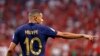 Penyerang Prancis Kylian Mbappe saat melawan Maroko pada paruh pertama pertandingan semifinal Piala Dunia 2022 di Stadion Al Bayt. (Foto: Yukihito Taguchi-USA TODAY Sports)