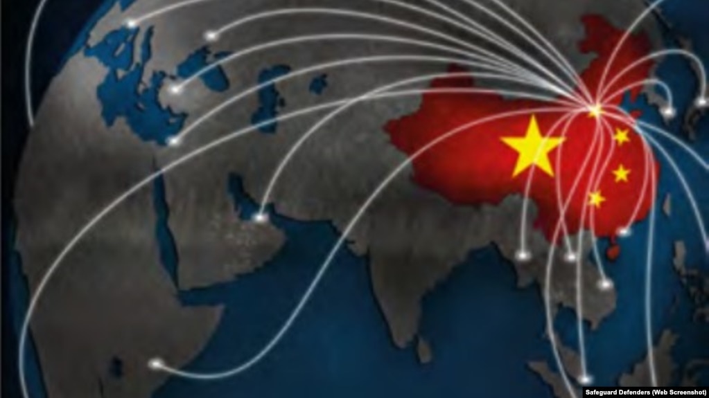 Hình ảnh minh họa trong báo cáo của Safeguard Defenders cho thấy các "đồn công an" mà Trung Quốc thiết lập ở 53 nước trên toàn thế giới, trong đó có Việt Nam, được điều hành từ các trung tâm cảnh sát địa phương ở nước này.