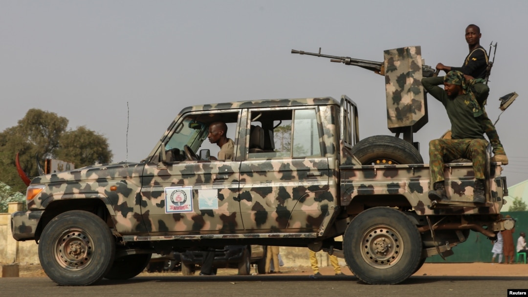 FILE - Security forces are seen on patrol in Nigeria's Zamfara state, March 3, 2021