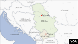 Map of Kosovo and Serbia