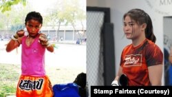 Thai female fighter Stamp Fairtex, then and now.