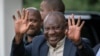 South African President Cyril Ramaphosa leaves an African National Congress (ANC) national executive committee in Johannesburg, South Africa, Dec. 5, 2022. 