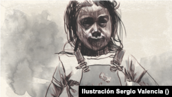 Génesis Ixcajoc, de 7 años, fue asesinada en Guatemala el 1 de enero. Por el crimen hay tres detenidos. [Ilustración: Sergio Valencia, VOA]