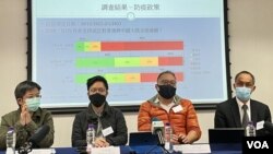 香港民意研究所1月5日公佈防疫政策民意調查顯示，香港市民支持及反對與中國大陸全面通關意見分歧，兩者都不超過50%。(美國之音/湯惠芸)