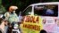 An Ebola Awareness van drives along Kyadondo Road amid an Ebola outbreak, in Kampala, Uganda, Oct. 27, 2022.