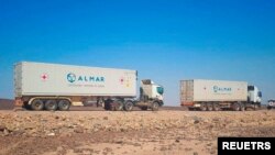 FILE: A convoy of trucks from the International Committee of the Red Cross (ICRC) on the road to the main Tigrayan city of Mekele. Taken November 15, 2022.