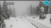 This image from a Caltrans traffic camera shows snow on the road known as California SR-89 Snowman in Shasta-Trinity National Forest, California, on Dec. 10, 2022. 