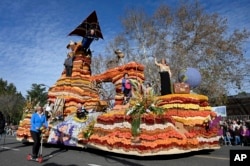 The City of Burbank, California, float won the award for most outstanding presentation of roses at the 134th Rose Parade in Pasadena, California, Jan. 2, 2023.