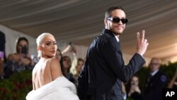 FILE - Kim Kardashian, left, and Pete Davidson attend a gala on May 2, 2022, in New York. The year included a lot of news about Davidson's love life.