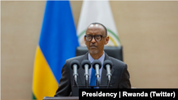 Perezida Kagame ubwo yari mu nama y'Amerika n'Afurika hano i Washington, DC.