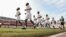 Cameroon's national team, also known as the Indomitable Lions football players, wear their new One All Sports equipment during training at the Ahmadou Ahidjo stadium, in Yaounde on November 6, 2022, ahead of the FIFA World Cup 2022.