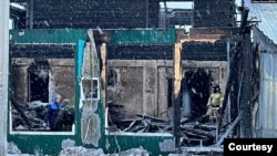 The aftermath of the deadly blaze at an old people's home in Kemerovo. 