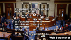 美国国会众议院12月8日表决通过《2023年国防授权法》。（院会视频截图）