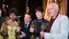 Dari kiri: Euzhan Palcy, Michael J. Fox, Diane Warren dan Peter Weir berpose untuk foto selama Penghargaan Gubernur di Fairmont Century Plaza di Los Angeles, Sabtu, 19 November 2022. (Richard Shotwell/Invision/AP)