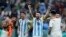 Argentina's Lionel Messi celebrates defeating Croatia 3-0 in a World Cup semifinal soccer match at the Lusail Stadium in Lusail, Qatar, Dec. 13, 2022.