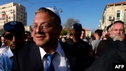 FILE - Itamar Ben Gvir, Israel's minister of national security and leader of the far-right Otzma Yehudit (Jewish Power) party, arrives to visit Jerusalem's Mahane Yehuda market, Dec. 30, 2022.